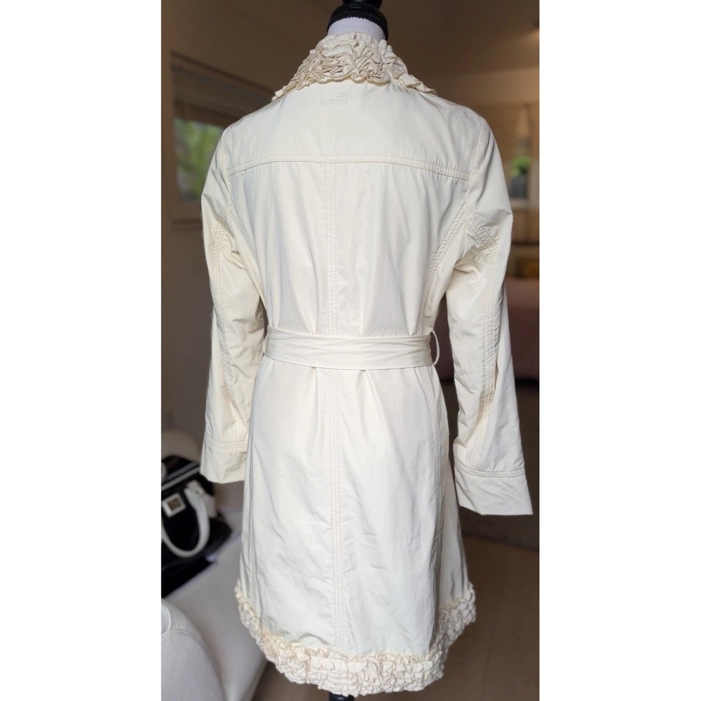 Love Moschino Ruffle Trim Coat Cream Belted US 8 - Picture 3 of 16